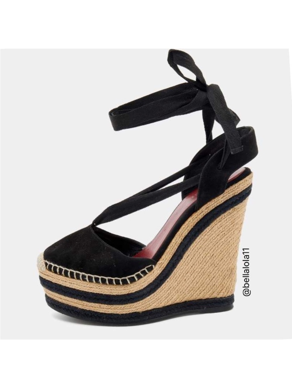 AUTHENTIC GUCCI BLACK SUEDE WEDGES - Picture 2 of 7